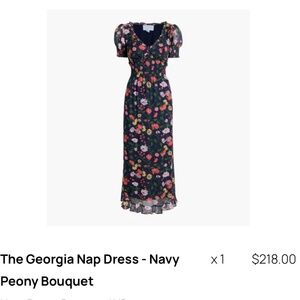 The Georgia Nap Dress - Navy Peony Bouquet